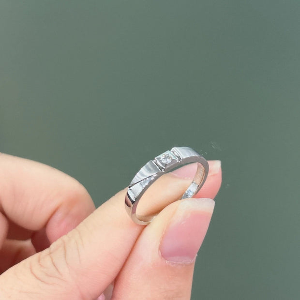 Minimalist Men’s Ring with 0.05 CTW Lab Grown Diamond in 14K White Gold