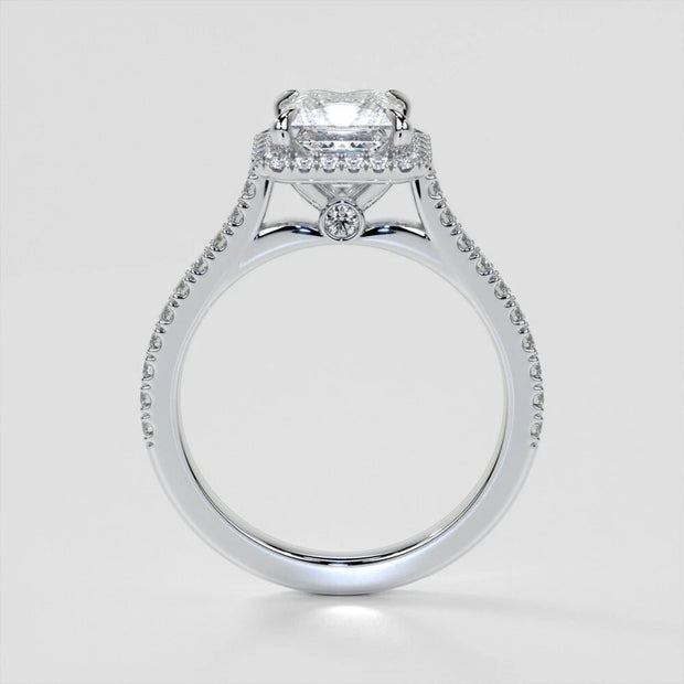 Lab Created Princess Cut 3.00 Carat Halo 14K White Gold Engagement Ring