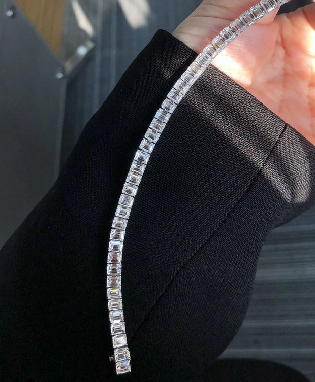 Luxe Lab-Grown Emerald-Cut Diamond Bracelet – 13.9 CTW 14K White Gold
