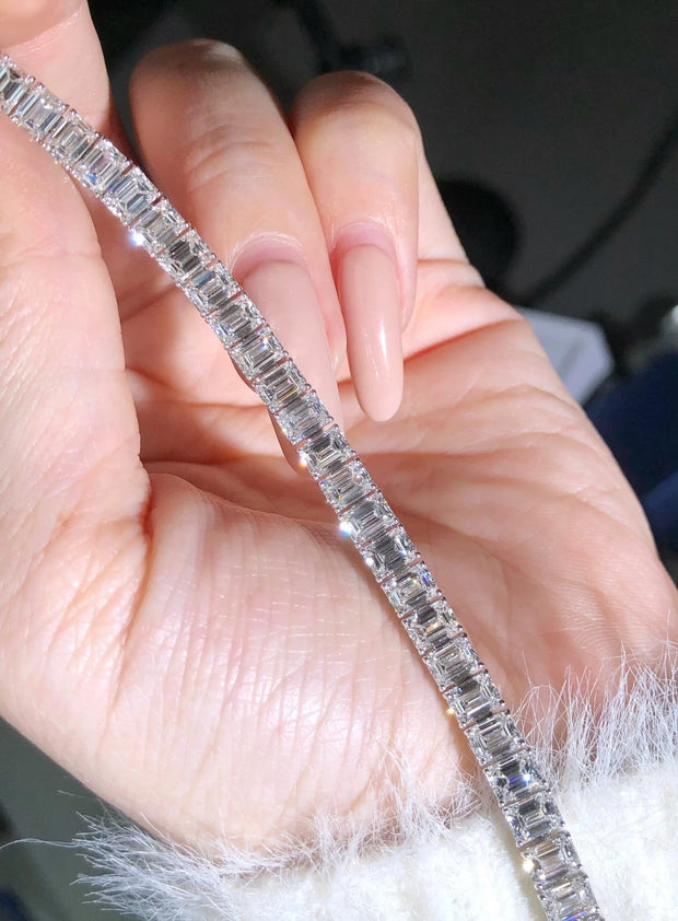 Luxe Lab-Grown Emerald-Cut Diamond Bracelet – 13.9 CTW 14K White Gold
