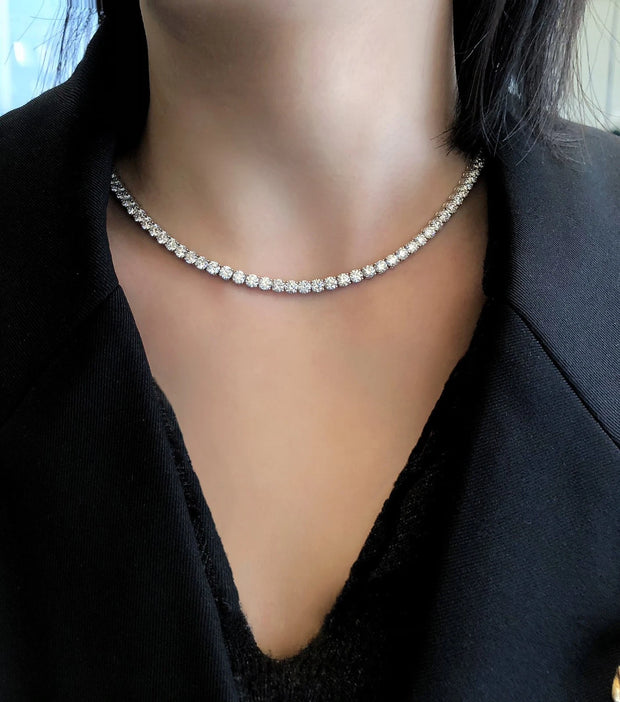 High-Brilliance Lab-Grown Round Diamond Necklace 9.34 CTW in 14K White Gold
