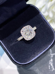 Lab-Grown 3.01 CTW Cushion-Cut Diamond Ring – 14K D–E VVS2 White Gold
