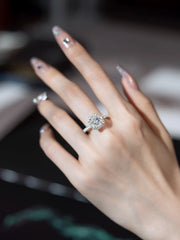 Lab-Grown 3.01 CTW Cushion-Cut Diamond Ring – 14K D–E VVS2 White Gold