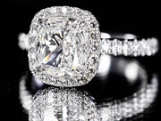 Lab-Grown 3.01 CTW Cushion-Cut Diamond Ring – 14K D–E VVS2 White Gold