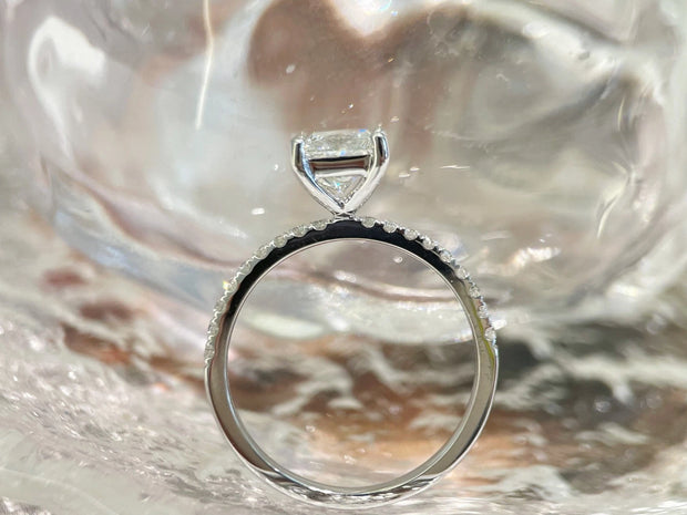 14K White Gold 3.22 CTW Princess Cut Lab Created Diamond Ring – D Color VS1-VVS2
