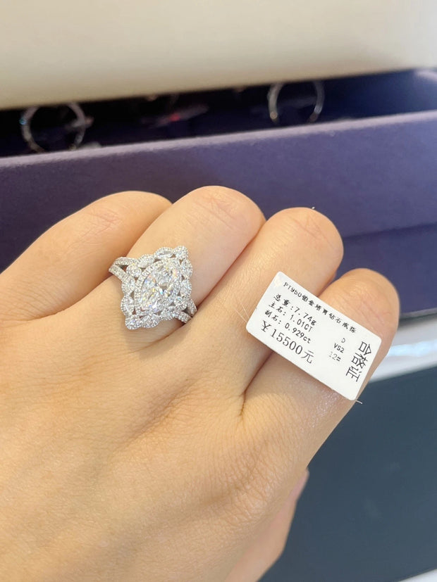 Luxury 6.10 CTW Marquise Lab-Grown Diamond Ring in 14K White Gold