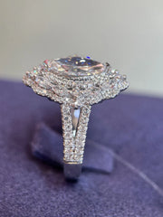 Luxury 6.10 CTW Marquise Lab-Grown Diamond Ring in 14K White Gold