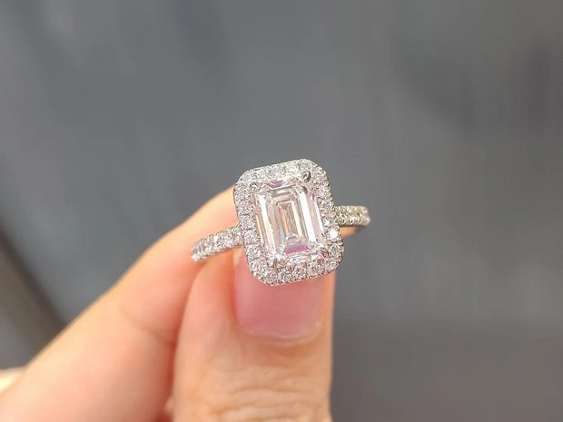 5.50 CTW Emerald-Cut Lab-Grown Diamond Ring in 14K White Gold – IGI Certified