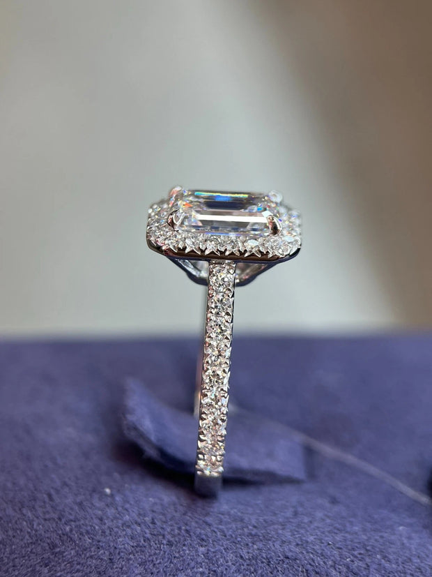 5.50 CTW Emerald-Cut Lab-Grown Diamond Ring in 14K White Gold – IGI Certified