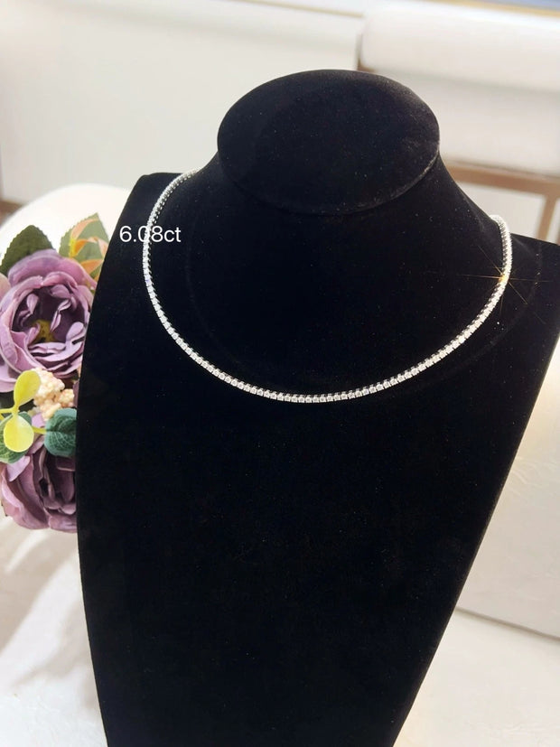 6.08 CTW Lab-Grown Diamond Tennis Necklace– D-E VS1-VVS2 in 14K White Gold