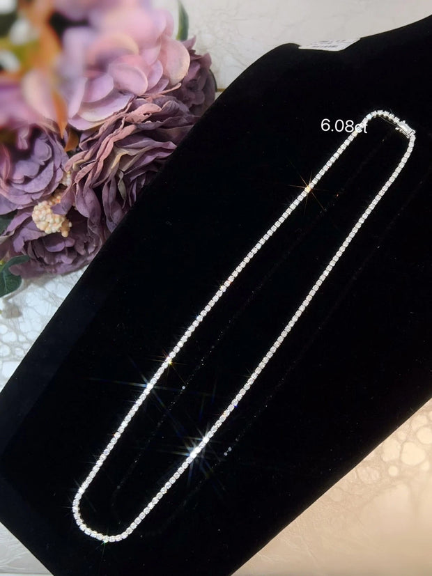 6.08 CTW Lab-Grown Diamond Tennis Necklace– D-E VS1-VVS2 in 14K White Gold