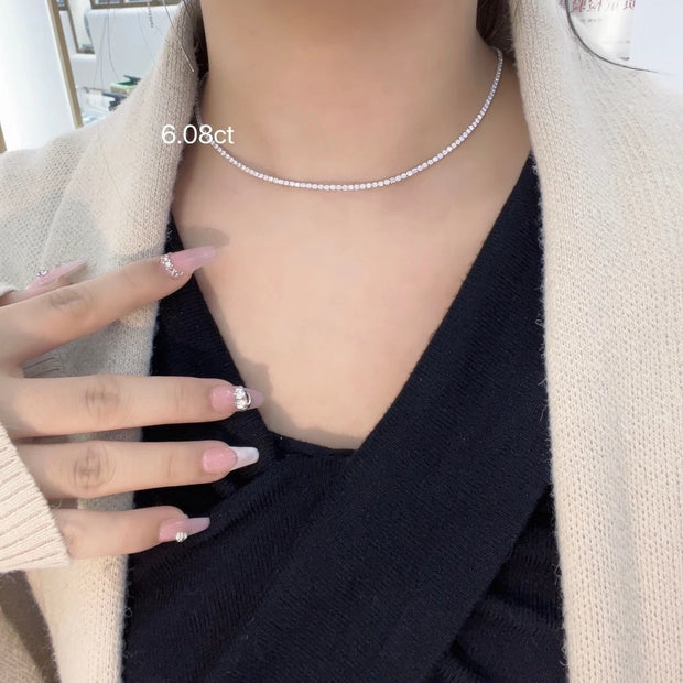 6.08 CTW Lab-Grown Diamond Tennis Necklace– D-E VS1-VVS2 in 14K White Gold