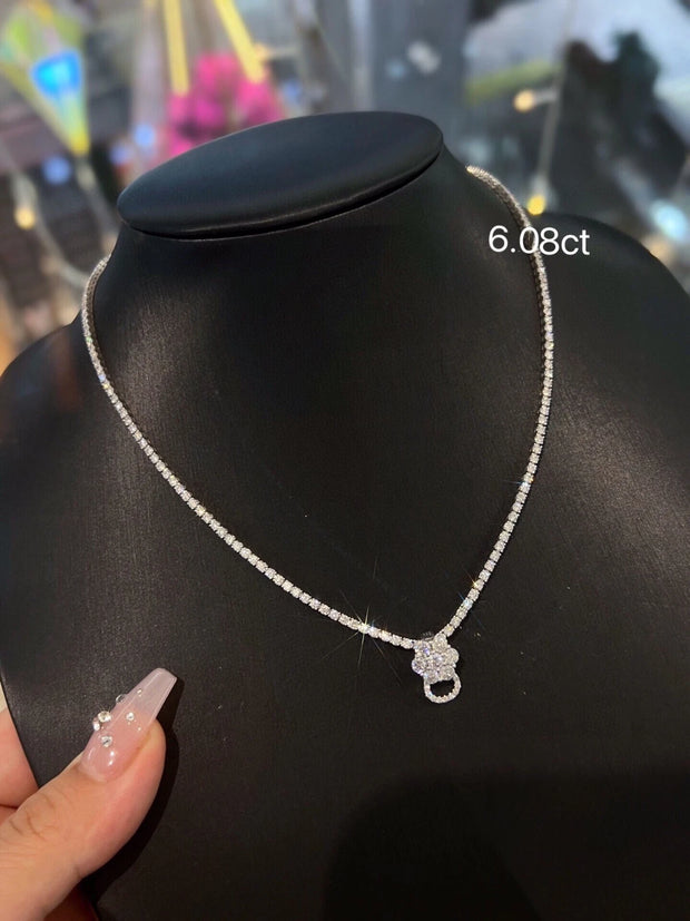 6.08 CTW Lab-Grown Diamond Tennis Necklace– D-E VS1-VVS2 in 14K White Gold