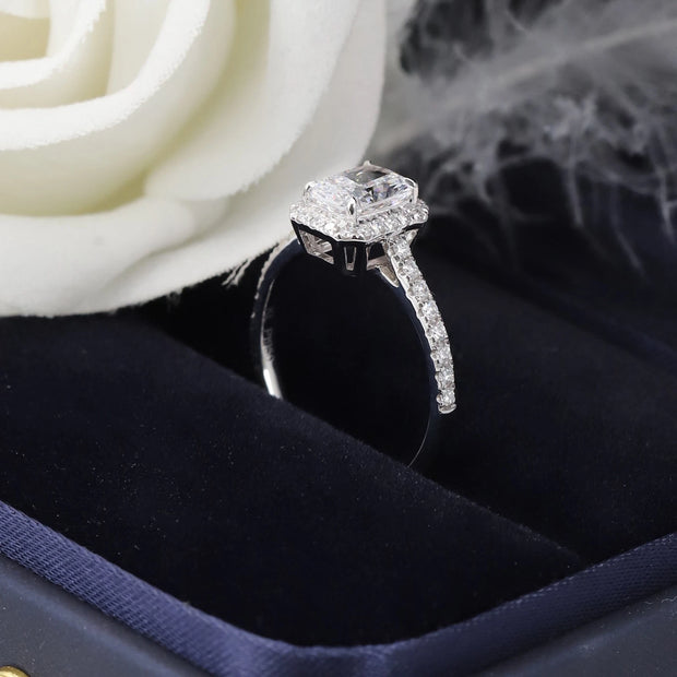 2.50 Carat Radiant Cut Lab Grown Diamond Ring with Side Stones in 14K White Gold