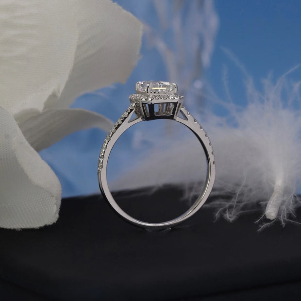 2.50 Carat Radiant Cut Lab Grown Diamond Ring with Side Stones in 14K White Gold