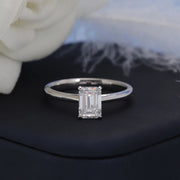 2.00 Carat Emerald Cut Lab Grown Diamond Ring in 14K White Gold – D–E Color
