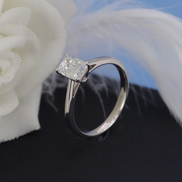2.00 Carat Emerald Cut Lab Grown Diamond Ring in 14K White Gold – D–E Color