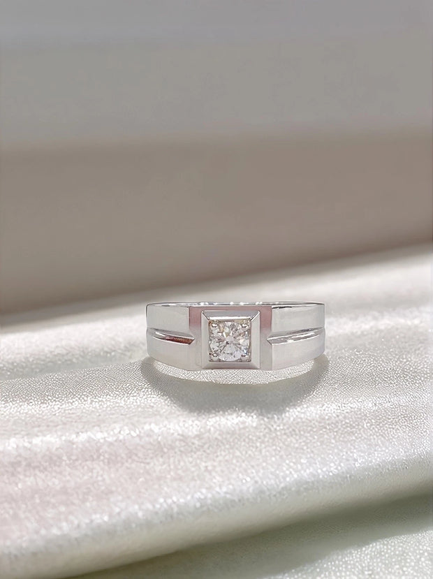 Lab-Grown Round Diamond Men’s Ring 0.36 CTW D-E VVS2 14K White Gold & F-G VS1 14k White Gold