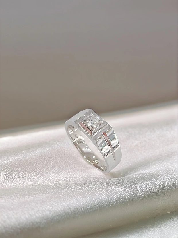 Lab-Grown Round Diamond Men’s Ring 0.36 CTW D-E VVS2 14K White Gold & F-G VS1 14k White Gold