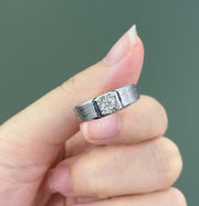 Bold Men’s Ring with 0.18 CTW Lab Grown Diamond in 14K White Gold