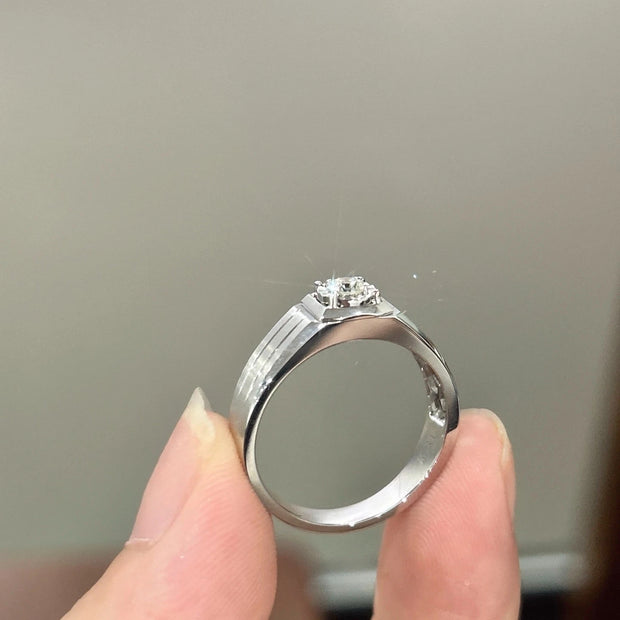 Bold Men’s Ring with 0.18 CTW Lab Grown Diamond in 14K White Gold