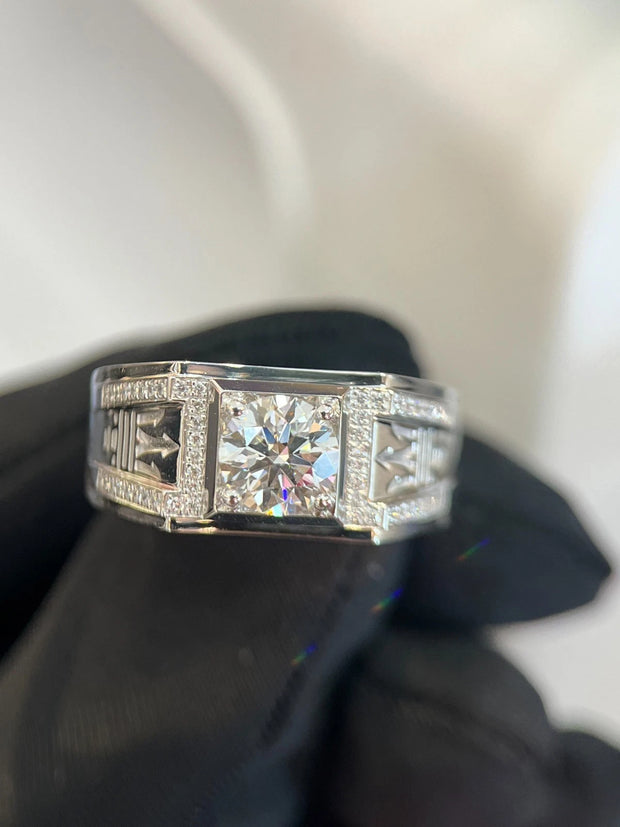 14k White Gold Lab-Grown Diamond Men’s Ring 1.09ct D-E VS1-VVS2 IGI Adjustable