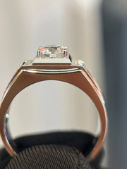 14k White Gold Lab-Grown Diamond Men’s Ring 1.09ct D-E VS1-VVS2 IGI Adjustable