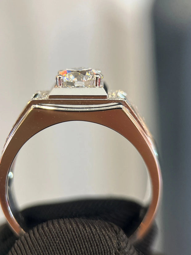 14k White Gold Lab-Grown Diamond Men’s Ring 1.09ct D-E VS1-VVS2 IGI Adjustable