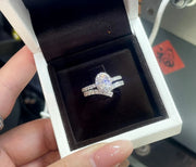 Elegant 1.5 CT Oval Lab Diamond Ring with Band D-E VS1-VVS2 14K White Gold