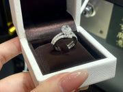 Elegant 1.5 CT Oval Lab Diamond Ring with Band D-E VS1-VVS2 14K White Gold