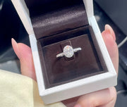 Elegant 1.5 CT Oval Lab Diamond Ring with Band D-E VS1-VVS2 14K White Gold