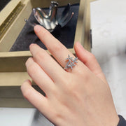 Lab-Grown Three-Flower Marquise Diamond Ring 0.47 CTW 14k White Gold