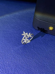 Lab-Grown Three-Flower Marquise Diamond Ring 0.47 CTW 14k White Gold